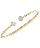 Wrapped Diamond Square Flexy Bangle Bracelet (1/6 Ct. T.w.) In 14k Gold-plated Sterling Silver