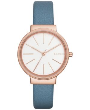 Skagen Women's Ancher Blue Leather Strap Watch 30mm Skw2482
