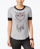 Rebellious One Juniors' Owl Dreamcatcher Graphic Ringer Tee