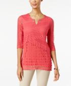 Jm Collection Petite Crochet Keyhole Tunic, Only At Macy's