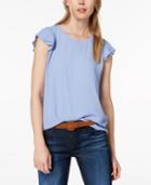 Maison Jules Tiered Flutter-sleeve Top, Created For Macy's