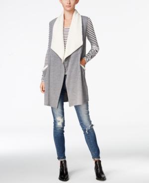 Chelsea Sky Sherpa-trim Draped Vest, Only At Macy's