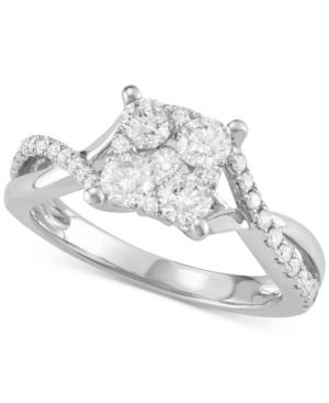 Diamond Cluster Overlap Ring (1 Ct. T.w.) In 14k White Gold