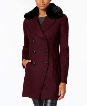 I.n.c. Faux-fur-trim Peacoat, Created For Macy's