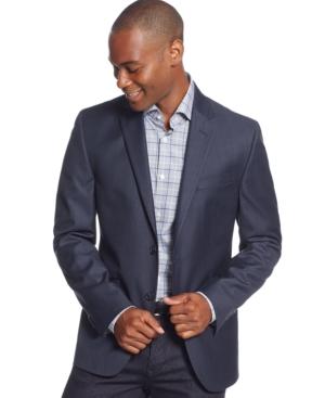 Kenneth Cole New York Blue And Black Mini Houndstooth Slim-fit Sport Coat