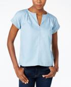 Calvin Klein Jeans Chambray Split-neck Top