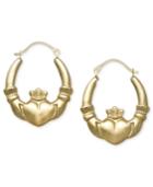 10k Gold Earrings, Claddagh Hoops