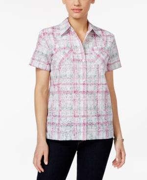 Alfred Dunner Petite Textured-plaid Shirt