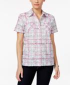Alfred Dunner Petite Textured-plaid Shirt