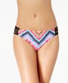 California Waves Under The Sun Printed Strappy Bikini Bottoms Women's Swimsuit