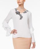 Thalia Sodi Ruffled Applique Top, Created For Macy's