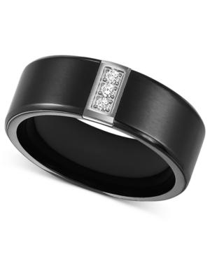 Triton Men's Black Titanium Ring, Diamond Accent Wedding Band