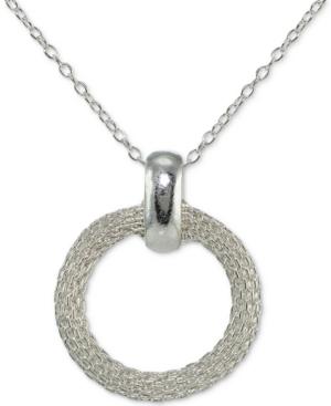Giani Bernini Mesh Circle Pendant Necklace In Sterling Silver, Created For Macy's