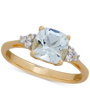 Aquamarine (1 Ct. T.w.) & White Topaz (3/7 Ct. T.w.) Ring In 10k Gold