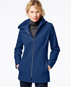 London Fog Petite Hooded Zipper-front Coat