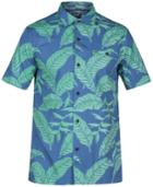 Hurley Men's Woven Palm Frond Cotton Shirt