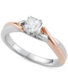 Diamond Two-tone Solitaire Engagement Ring (1/2 Ct. T.w.) In 14k White Gold & Rose Gold
