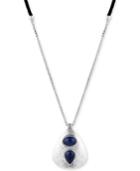 Lucky Brand Silver-tone Leather Reversible Stone Pick Pendant Necklace