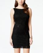 Jump Juniors' Beaded Open-back Sequin Lace Bodycon Tank Dress