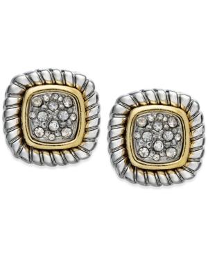 Alfani Two-tone Crystal Pave Textured Stud Earrings