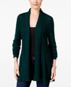 Ny Collection Petite Open-front Pointelle Cardigan