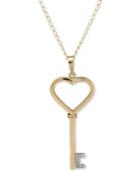 Key Heart-top Pendant Necklace In 10k Gold With White Gold Accent