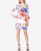 Tahari Asl Bell-sleeve Floral-print Shift Dress