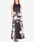 Tahari Asl Bow-back Floral & Solid Gown