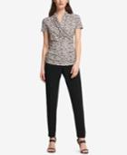 Dkny Printed Side-draped Blouse