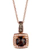 Le Vian Chocolate Quartz (3/4 Ct. T.w.) & Diamond (1/8 Ct. T.w.) 18 Pendant Necklace In 14k Rose Gold