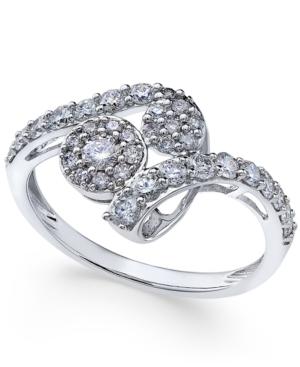 Diamond Swirl Cluster Ring (3/4 Ct. T.w.) In 14k White Gold
