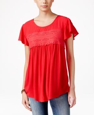 Eyeshadow Juniors' Flutter-sleeve High-low Blouse
