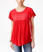 Eyeshadow Juniors' Flutter-sleeve High-low Blouse