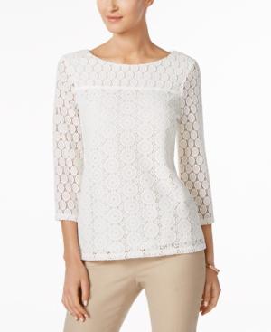 Charter Club Petite Mixed-lace Top, Only At Macy's