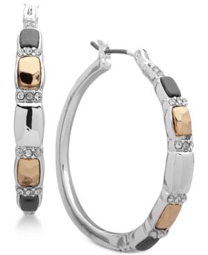 Nine West Tri-tone Crystal Hoop Earrings