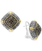 Effy Diamond Filigree Square Stud Earrings (5/8 Ct. T.w.) In Sterling Silver And 18k Gold