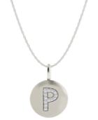 14k White Gold Necklace, Diamond Accent Letter P Disk Pendant