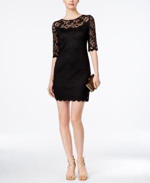 Connected Petite Illusion Lace Sheath Dress