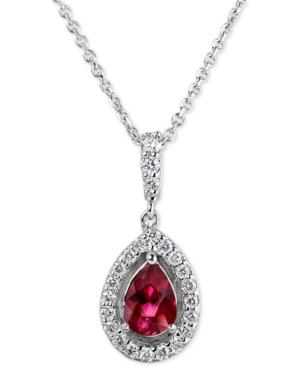 Sapphire (3/4 Ct. T.w.) & Diamond (1/4 Ct. T.w.) 18 Pendant Necklace In 14k White Gold(also Available In Emerald And Ruby)