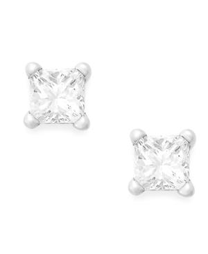 Princess-cut Diamond Stud Earrings In 10k White Gold (1/10 Ct. T.w.)