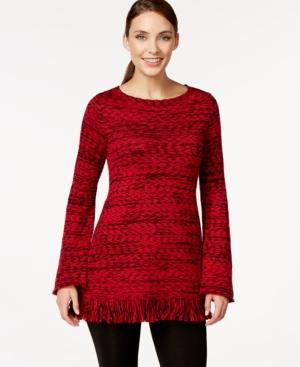 Style & Co. Petite Marled Fringe Tunic Sweater, Only At Macy's