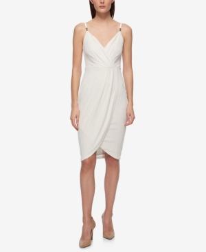 Guess Metallic-print Faux-wrap Slip Dress