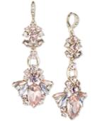 Givenchy Gold-tone Rose And Mauve Crystal Chandelier Earrings