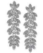 Thalia Sodi Silver-tone Crystal Pave Leaf Drop Earrings, Created For Macy's