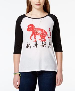 Pretty Rebellious Juniors' Year Of The Monkey Graphic Baseball T-shirt