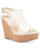 Fergalicious Valeria Lace Peep-toe Wedge Sandals Women's Shoes