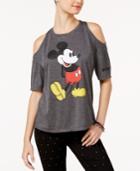Disney Juniors' Mickey Mouse Cold-shoulder Graphic T-shirt