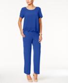 Ny Collection Petite Laser-cutout Popover Jumpsuit