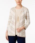 Alfred Dunner Petite Tis The Season Collection Layered-look Necklace Sweater