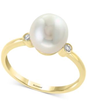 Effy Cultured Freshwater Pearl (8mm) & Diamond Accent Ring In 14k Gold